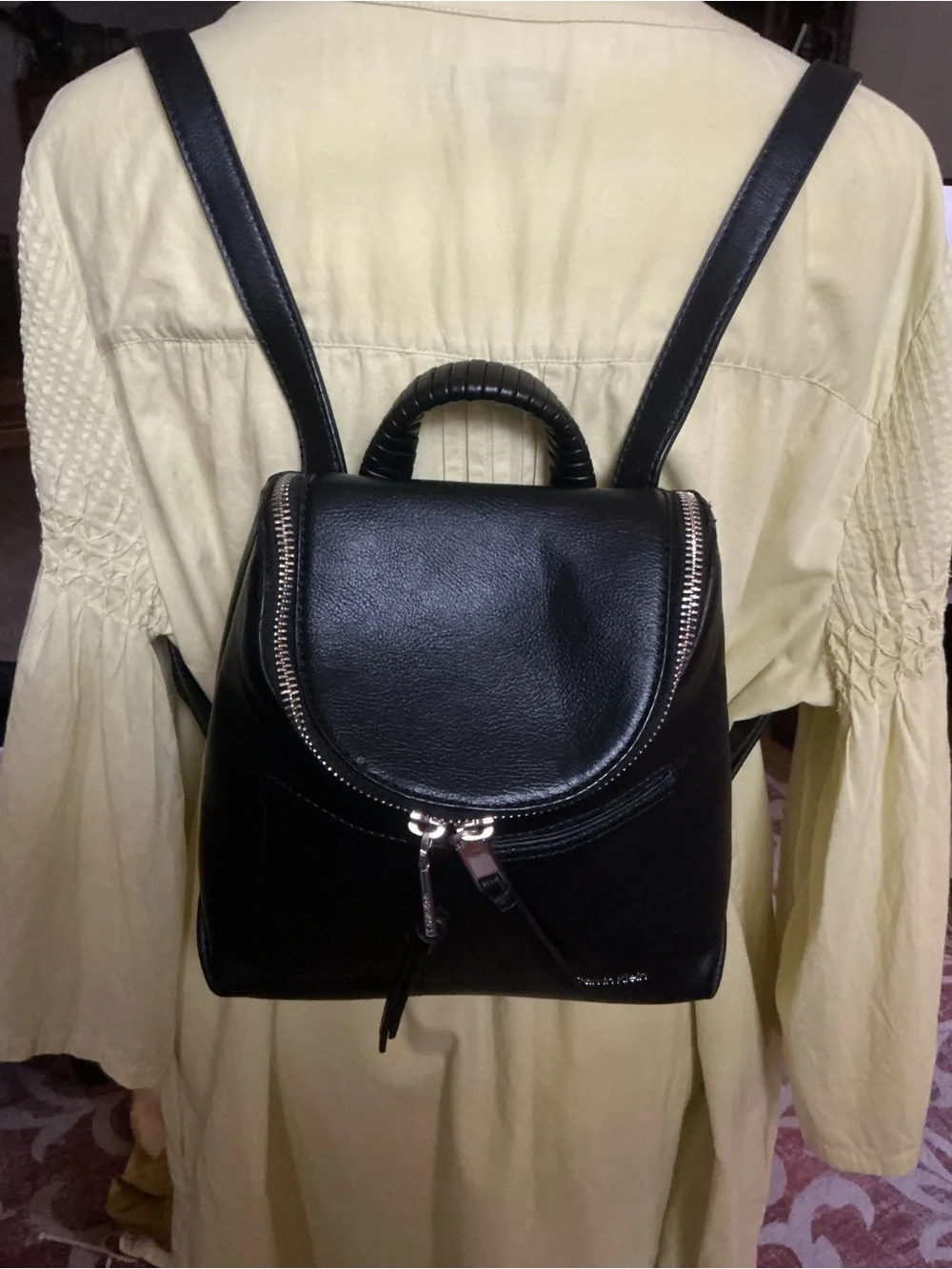 Calvin Klein Pebbled Faux Leather Bubble Flap Mini Backpack